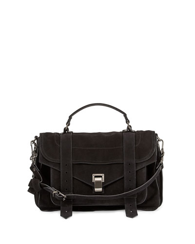 Black Suede Satchel Bag | Neiman Marcus