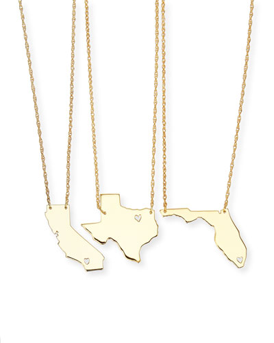 Personalized State Pendant Necklace, Gold, Missouri-Wyoming