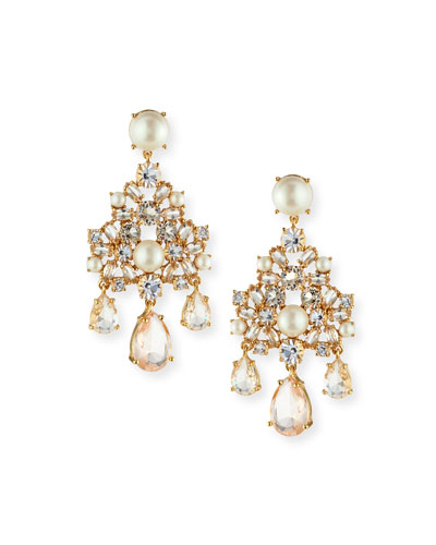 pearly chandelier statement earrings