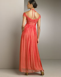 Kay Unger New York Off-Shoulder Chiffon Gown