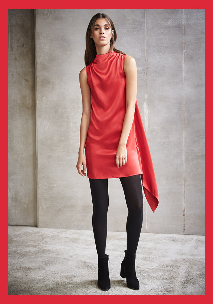 Draped Satin Shift