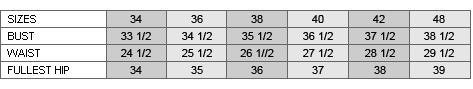 Couture Size Chart