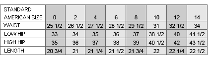 Shelli Segal Laundry Size Chart