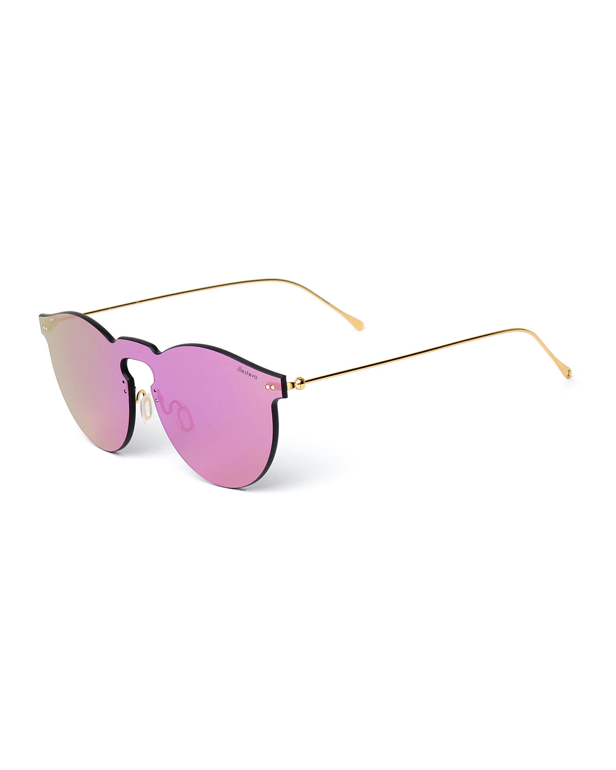 Rimless Mirrored Iridescent Sunglasses, Pink