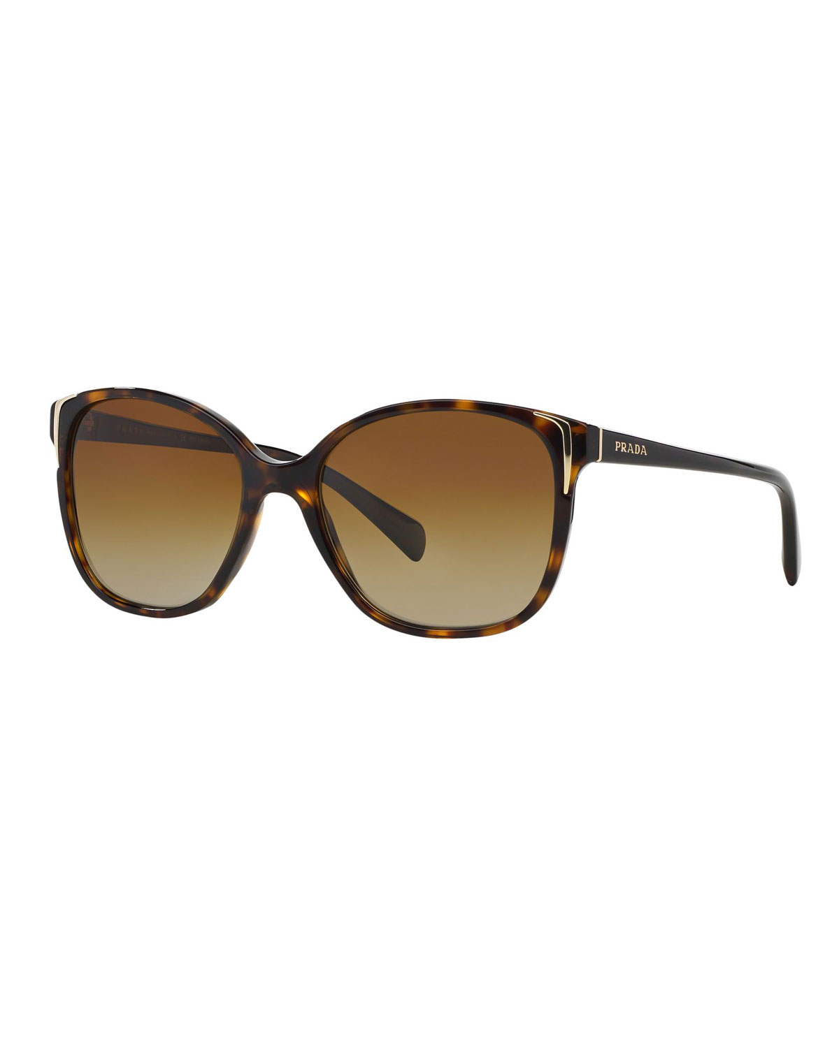 Prada Square Gradient Arrow-edge Sunglasses In Havana / Brown