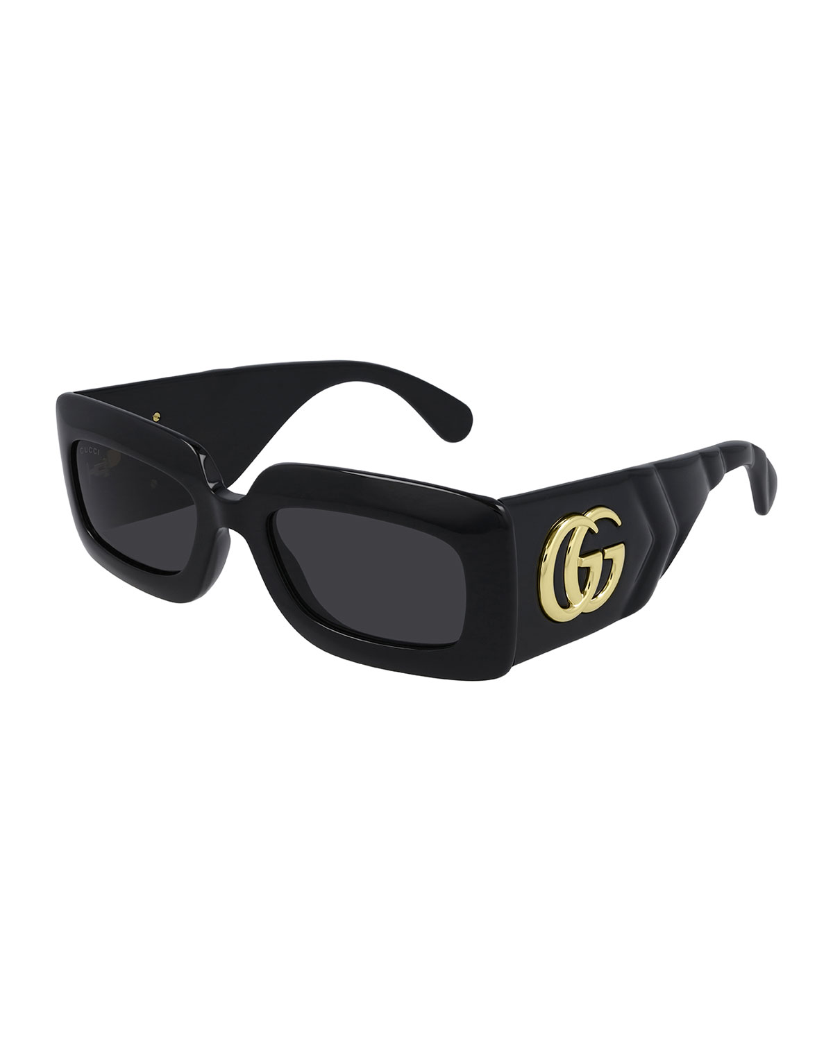 Gucci Oversized Rectangular Acetate Sunglasses In Black Black Grey