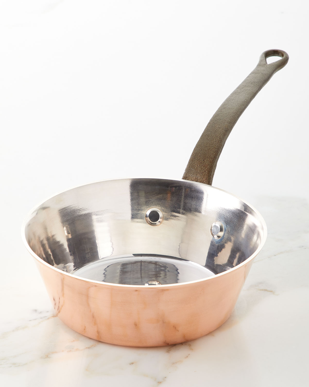 Duparquet Copper Cookware Solid Copper Silver-lined Splayed Sauce Pan - 8.5"/2.5qt
