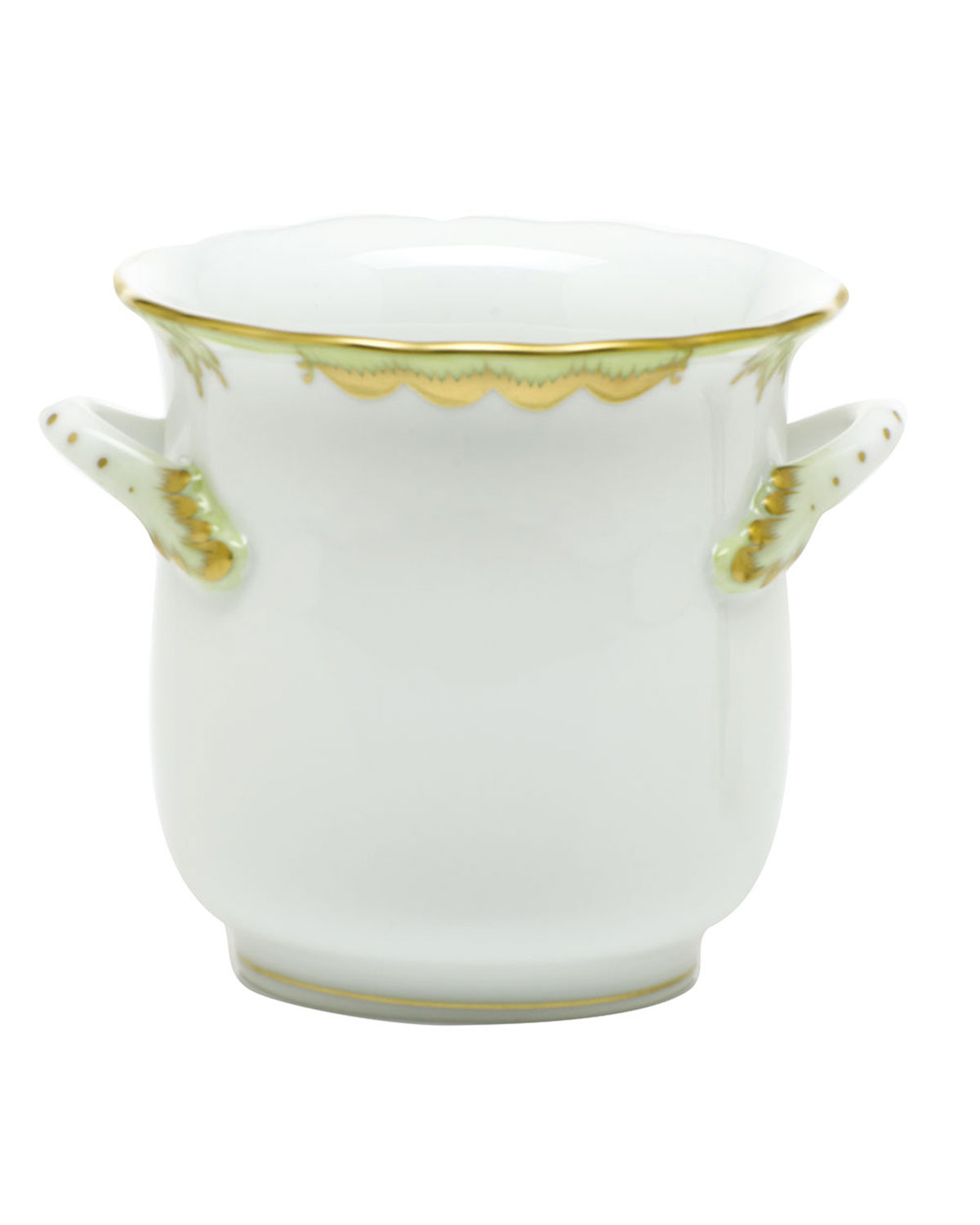 Herend Princess Victoria Green Mini Cache Pot With Handles