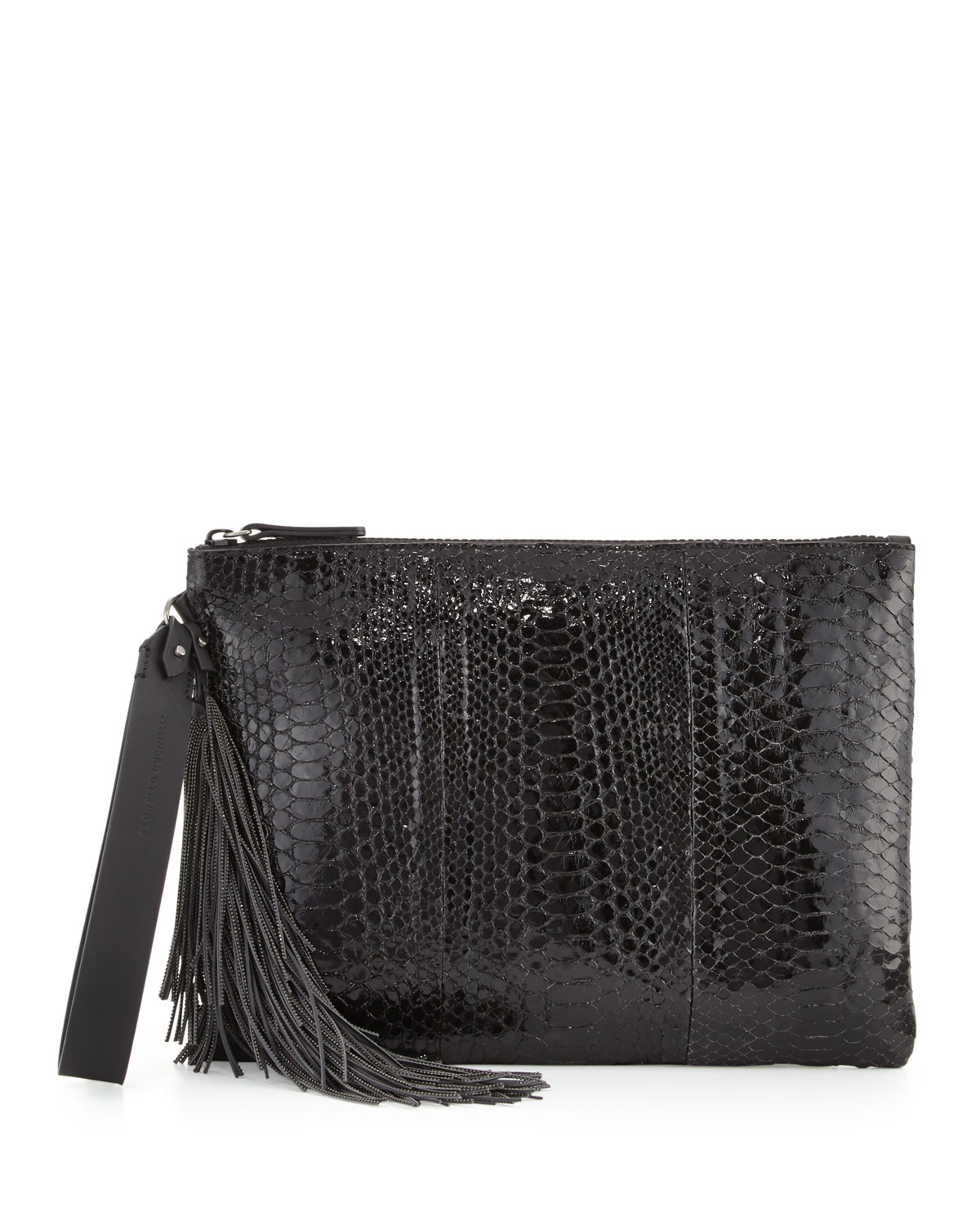 Python Monili-Tassel Wristlet Bag, Black
