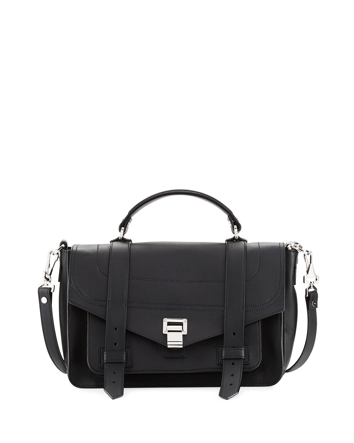 PS1+ Medium Leather Satchel Bag, Black