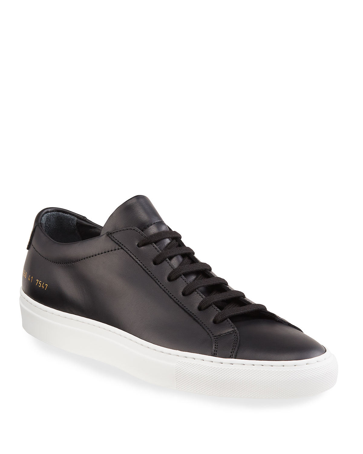 Common Projects Men's Achilles Leather Low-top Sneakers In Black