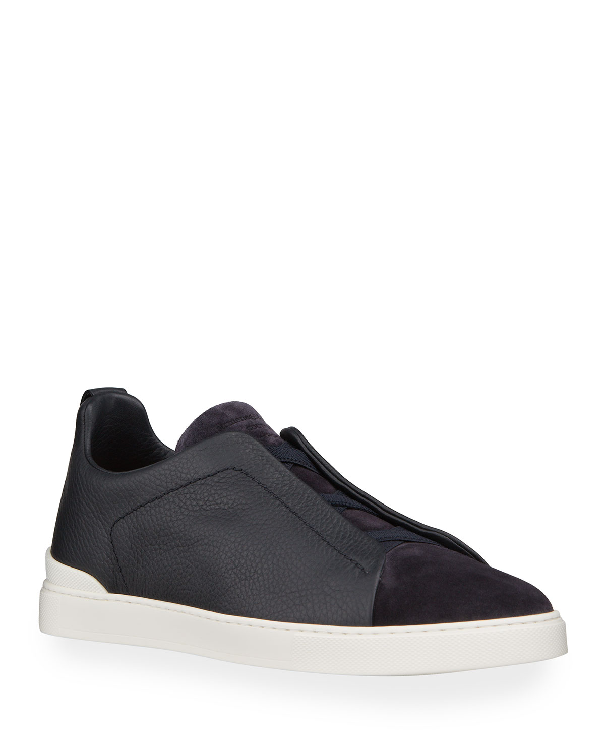 Shop Ermenegildo Zegna Men's Triple Stitch Leather And Suede Sneakers In Navy