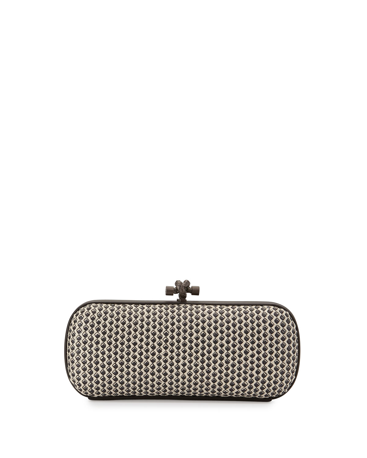 Small Stretch Knot Clutch Bag, Off White/Black