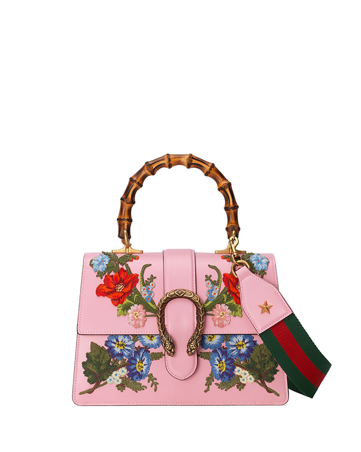 Dionysus Small Embroidered Floral Satchel Bag, Pink