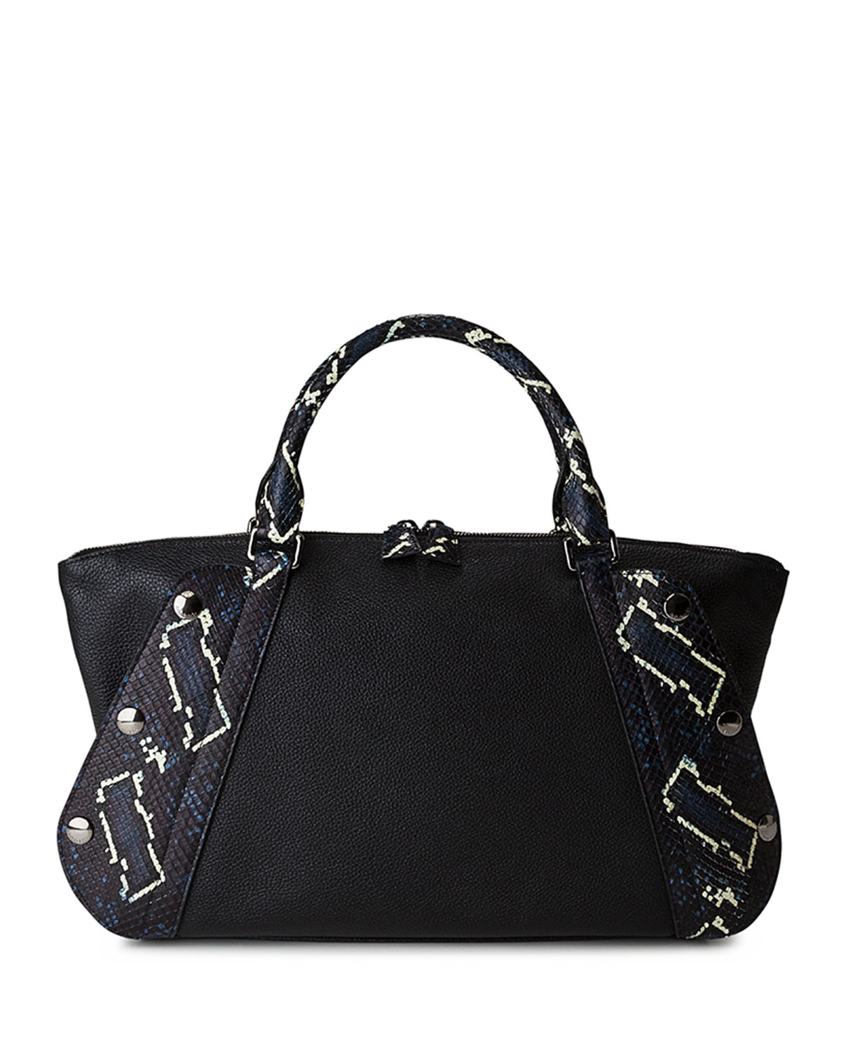 Aimee Small Convertible Leather/Python Satchel Bag