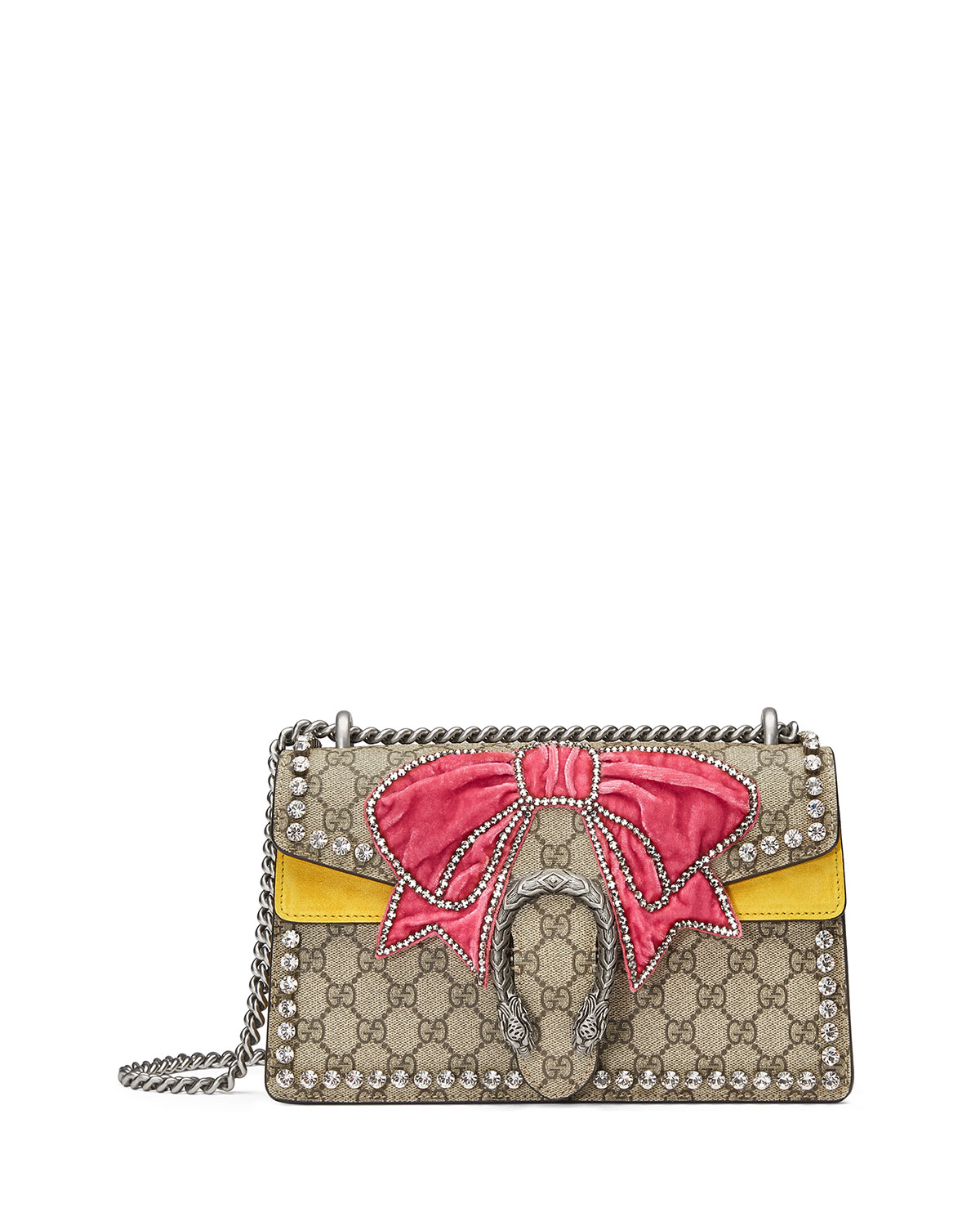 Dionysus Small GG Supreme Shoulder Bag with Bow & Crystals