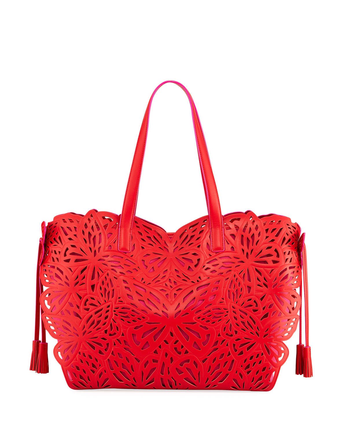 Liara Laser-Cut Leather Butterfly Tote Bag