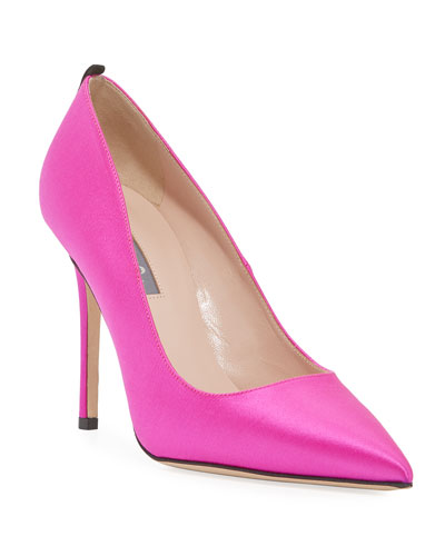 SJP BY SARAH JESSICA PARKER Fawn Satin Pointed-Toe 70Mm Pump, Fuchsia ...