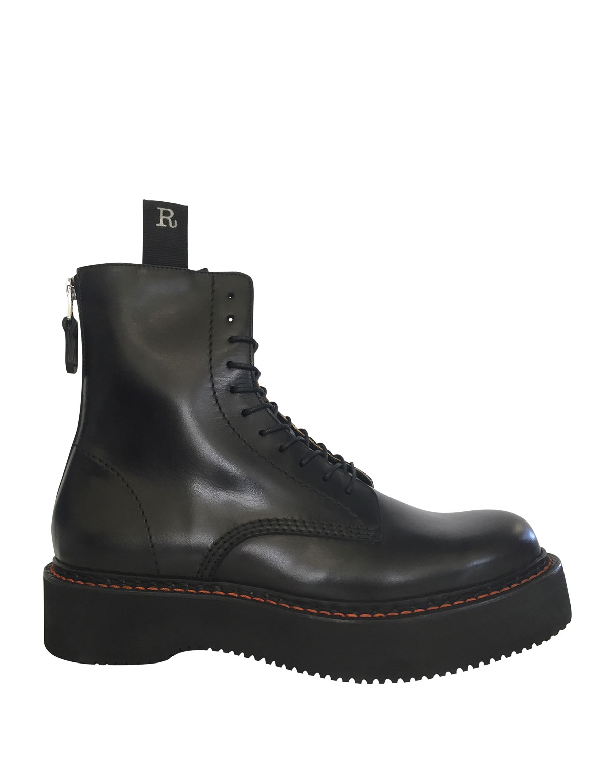 R13 Platform Leather Ankle Boots In Black