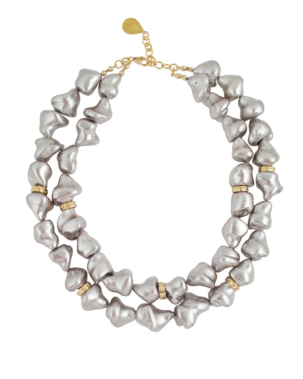 Devon Leigh Pearly 2-strand Necklace In Light Gray