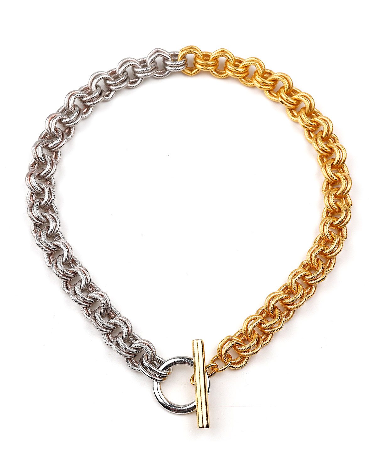 Ben-amun Two-tone Double Circle Links Necklace In Multi