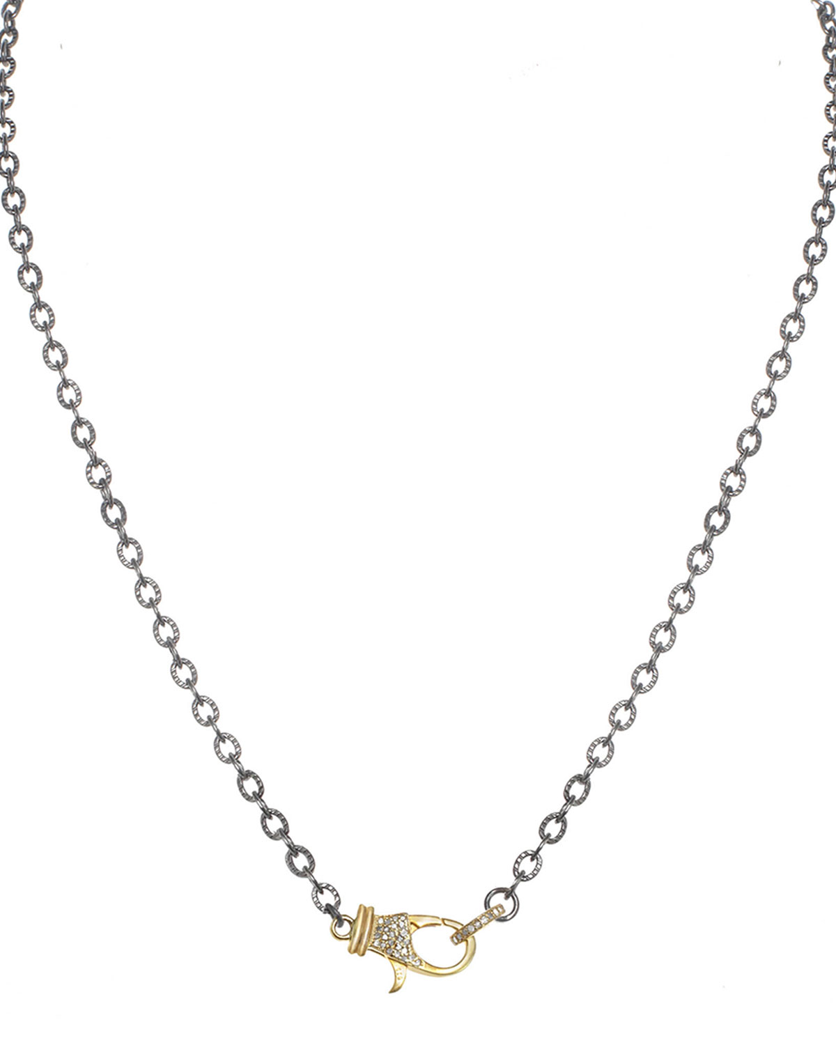 Margo Morrison Rhodium Finish Sterling Silver Chain With Vermeil And Diamond Clasp